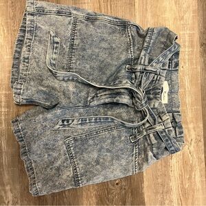 KanCan Light Blue Denim Shorts with Tie Belt